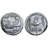 Marc Antony Legionary AR Denarius. Military mint moving with Antony, autumn 32 - spring 31 BC. ANT•