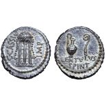 C. Cassius Longinus AR Denarius. Military mint, probably at Smyrna, 42 BC. P. Cornelius Lentulus