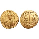 Constantine VII, with Romanus II, AV Histamenon Nomisma. Constantinople, AD 955-959. + IҺS XPS REX