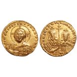 Constantine VII, with Romanus II, AV Histamenon Nomisma. Constantinople, AD 955-959. + IҺS XPS REX