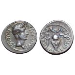 Augustus AR Denarius. Emerita, circa 25-23 BC. P. Carisius, legate. IMP CAESAR AVGVST, bare head