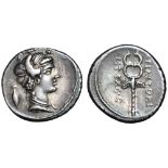 M. Plaetorius M. f. Cestianus AR Denarius. Rome, 69 BC. Bust of Ceres right, hair gathered in net;