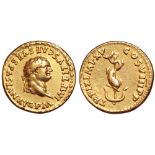 Titus AV Aureus. Rome, June AD 80. IMP TITVS CAES VESPASIAN AVG P M, laureate head right / TR P IX