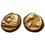 Ionia, Phokaia EL Hemihekte. Circa 625/00-522 BC. Head of seal left / Incuse square punch.