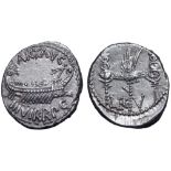 Marc Antony Legionary AR Denarius. Military mint moving with Antony, autumn 32 - spring 31 BC. ANT•