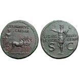 Germanicus Æ Dupondius. Struck under Caligula. Rome, AD 37-41. GERMANICVS CAESAR, Germanicus,