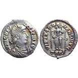 Magnus Maximus AR Siliqua. Treveri, AD 383-388. D N MAG MAXIMVS P F AVG, pearl-diademed, draped