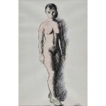 Daniel O'Neill - FEMALE NUDE STUDY - Pen & Ink Drawing with Watercolour Wash - 17 x 11 inches -