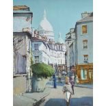 Cecil Maguire, RUA - MONTMARTRE - Oil on Board - 24 x 18 inches - Signed