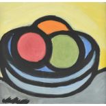 Markey Robinson - BOWL OF FRUIT - Gouache on Board - 8 x 8 inches - Signed