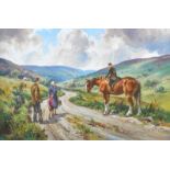 Donal McNaughton - A CHAT IN THE GLENS - Oil on Board - 20 x 30 inches - Signed