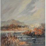 Colin Gibson - GREY LIGHT - Oil on Board - 15 x 15 inches - Signed