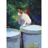 Gregory Moore - NEXT DOOR'S CAT - Pastel on Paper - 15 x 11 inches - Signed