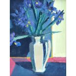 Brian Ballard, RUA - IRISES IN A WHITE JUG - Oil on Canvas - 16 x 12 inches - Signed