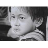 Eastern School - EASTERN CHILD - Charcoal on Paper - 10 x 14 inches - Signed in Monogram