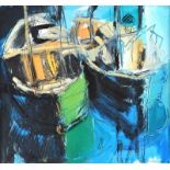 Colin Davidson, RUA - FISHING BOATS - Oil on Board - 12 x 13 inches - Signed