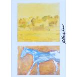 Basil Blackshaw, HRHA HRUA - WALKING HORSE & LANDSCAPE - Coloured Print - 7 x 4 inches - Signed