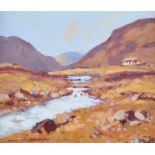 Samuel McLarnon, UWS - RIVER IN THE MOUNTAINS - Oil on Board - 10 x 12 inches - Signed