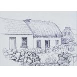 Maurice Canning Wilks, ARHA RUA - COTTAGE, DONEGAL - Pen & Ink Drawing - 7 x 9 inches - Unsigned