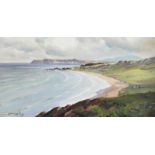 Charles McAuley - WHITEPARK BAY, COUNTY ANTRIM - Oil on Canvas - 16 x 30 inches - Signed