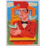 Graham Knuttel - PUNCH WITH CAT & BIRDS - Pastel on Paper - 27 x 19 inches - Signed
