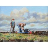 Noel Shaw - AT THE TURF BANK - Oil on Canvas - 12 x 16 inches - Signed