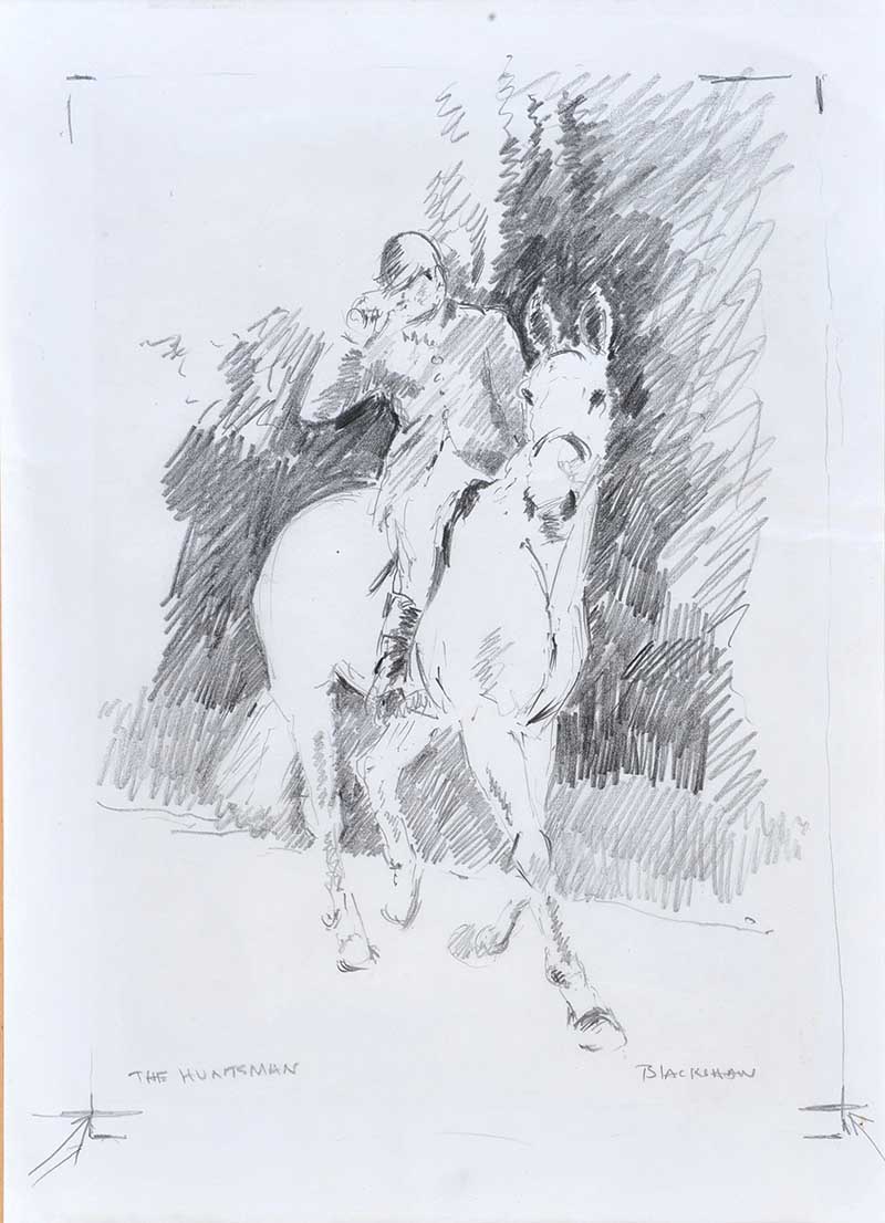 Basil Blackshaw, HRHA HRUA - THE HUNTSMAN - Pencil on Paper - 13 x 9 inches - Signed