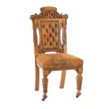 VICTORIAN OAK TALL CHAIR