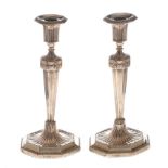 PAIR OF ADAMS STYLE SILVER CANDLESTICKS