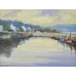 Norman J. McCaig - ROUNDSTONE HARBOUR - Oil on Board - 12 x 16 inches - Signed