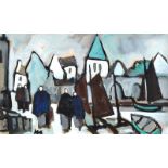 Markey Robinson - THE HARBOUR - Mixed Media - 12 x 20 inches - Signed
