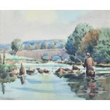 Robert Taylor Carson, RUA - CULDAFF RIVER, DONEGAL - Watercolour Drawing - 10 x 13 inches - Signed