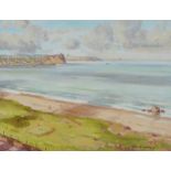 Samuel McLarnon, UWS - GOLF COURSE & TOWN, BALLYCASTLE - Oil on Canvas - 14 x 18 inches - Signed