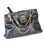 FENDI NAVY-BLUE LEATHER HANDBAG