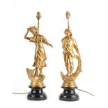 PAIR OF REPRODUCTION BRASS TABLE LAMPS