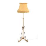 ANTIQUE BRASS STANDARD LAMP AND SHADE