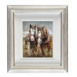 OIL PAINTING, SHIRE HORSES