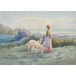 Frank McKelvey, RHA RUA - HERDING THE GOATS - Watercolour Drawing - 9 x 12 inches - Signed Verso