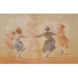 Helen O'Hara, RUA - DANCING CHILDREN - Watercolour Drawing - 5 x 8 inches - Unsigned