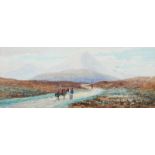 Alexander Williams, RHA - ROADSIDE CHAT - Watercolour Drawing - 5 x 13 inches - Signed