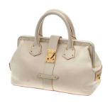 LOUIS VUITTON LIMITED EDITION OFF-WHITE HANDBAG WITH RED TRIM