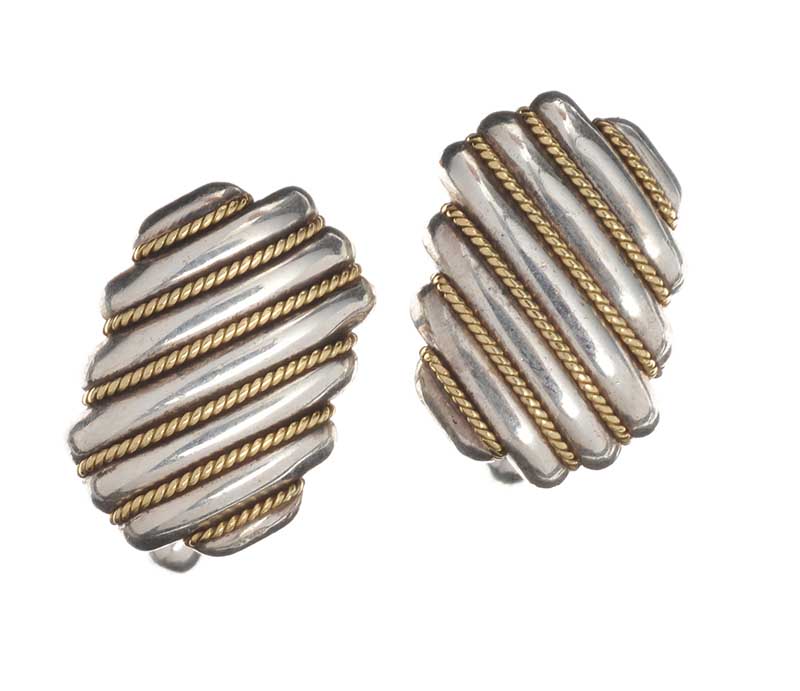 TIFFANY & CO STERLING SILVER AND 18CT GOLD CUFFLINKS