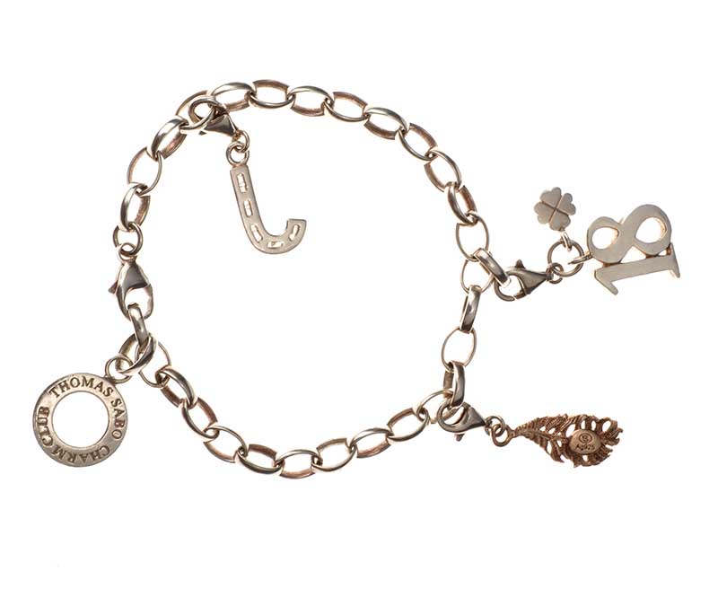 THOMAS SABO STERLING SILVER BRACELET WITH CHARMS