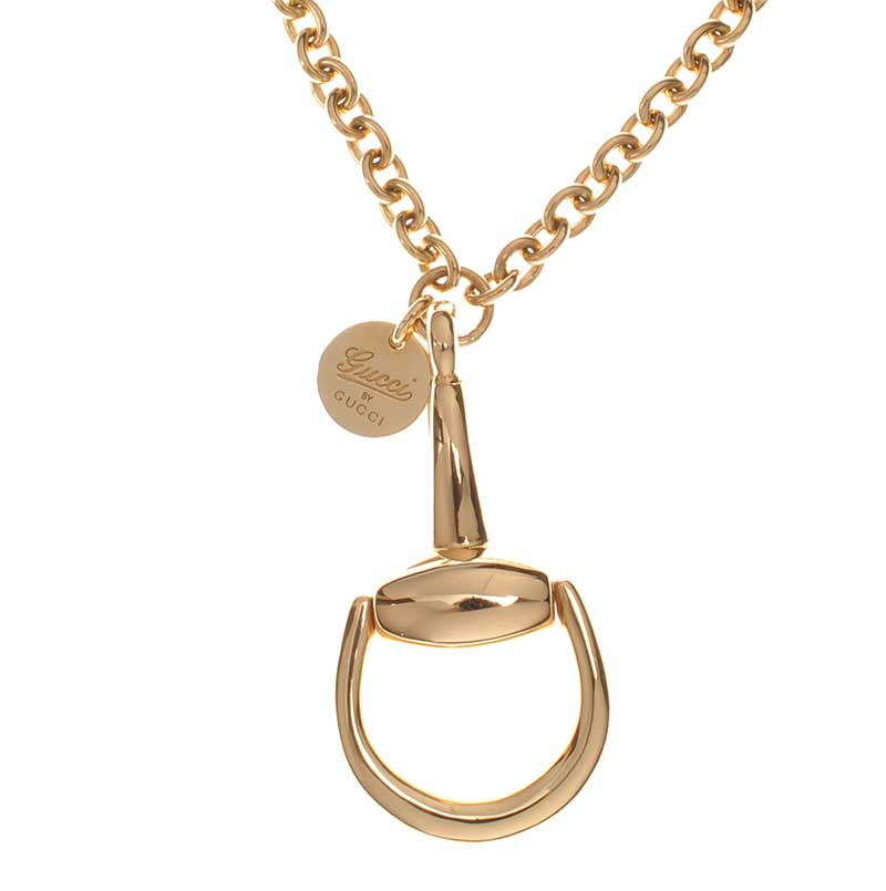 GUCCI 18CT GOLD HORSE-BIT PENDANT AND CHAIN