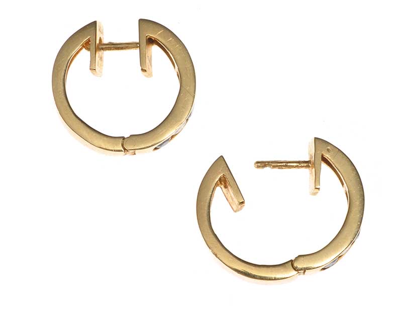 18CT GOLD SAPPHIRE AND DIAMOND HOOP EARRINGS - Image 2 of 2