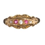 ANTIQUE 18CT GOLD RUBY AND DIAMOND RING