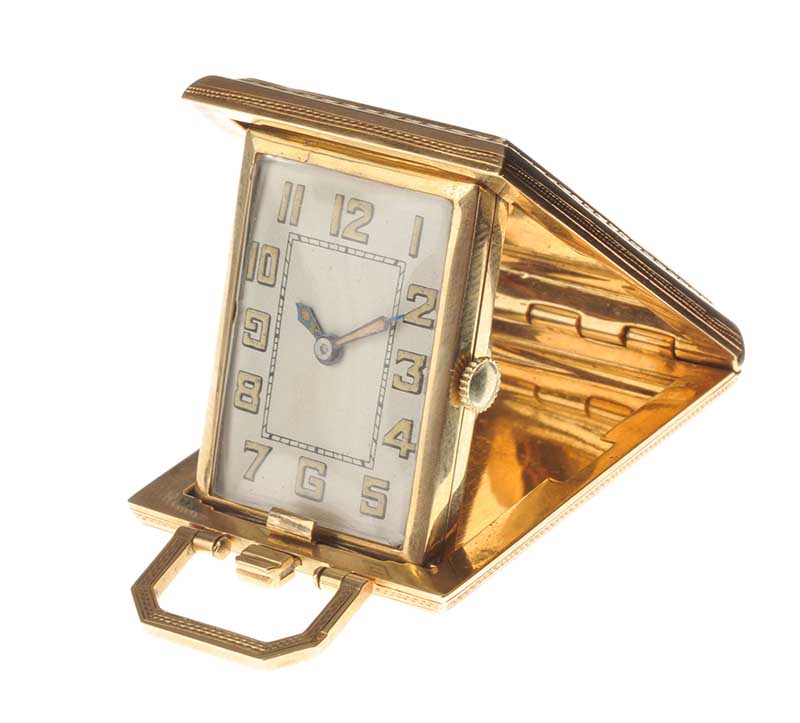 14CT GOLD TRAVEL CLOCK