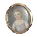 GEORGIAN MINIATURE PORTRAIT ON A GOLD-PLATED BROOCH FRAME c.1800