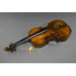 A cello, 20th century, with label to interior Golden Strad Imported by Boosey and Hawkes London ,