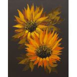 Ross, late 20th/early 21st century- Sunflowers; oil on canvas, signed, 76x61cm, (unframed)